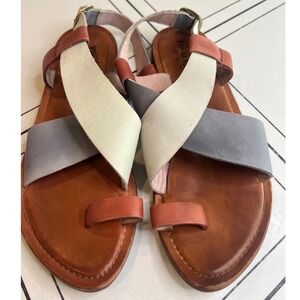Vintage Foundry Co. Leather Strappy Toe Ring Sandals Women US 7 Multi Color